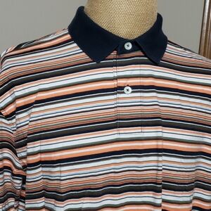 Tommy hilfiger blue orange brown white strip polo